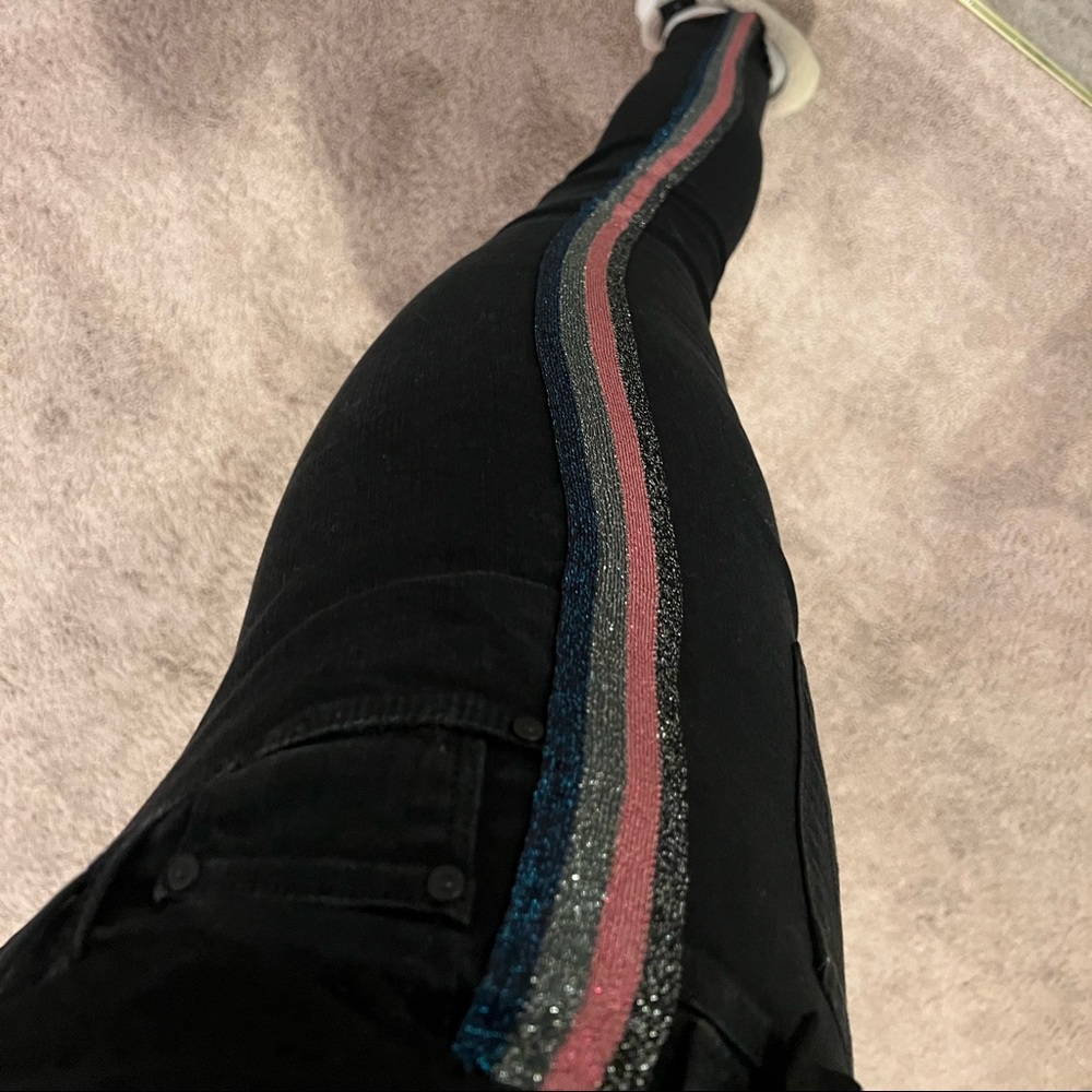 Mother black jeans with colorful stripe